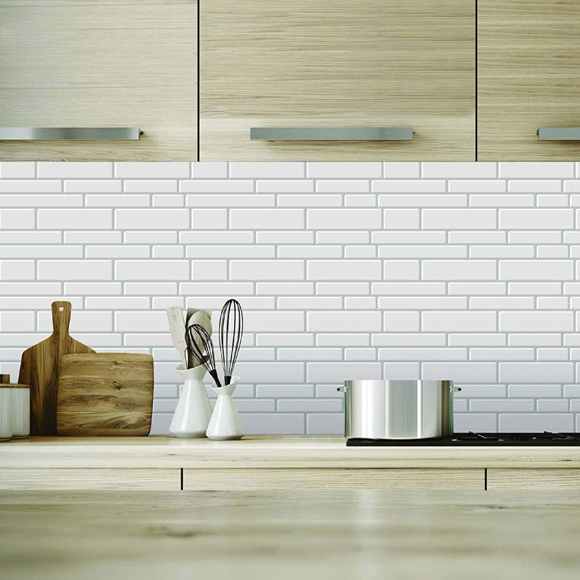 White Brick Tiles For Kitchen Backsplash Things In The Kitchen
